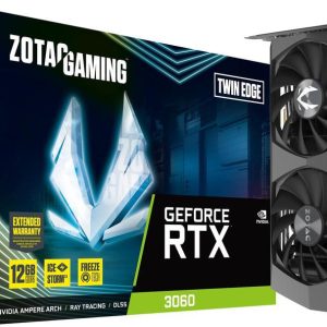Skybridge Domains ZT-A30600E-10M ZOTAC GAMING GeForce RTX 3060 Twin Edge (Boost: 1777MHz), 12GB GDDR6 (15000MHz) , PCI-E 4.0, 3x DisplayPort 1.4a, 1x HDMI 2.1, IceStorm 2.0 Cooling, Metal Backplate, Lite Hash Rate 3 Year/s Warranty